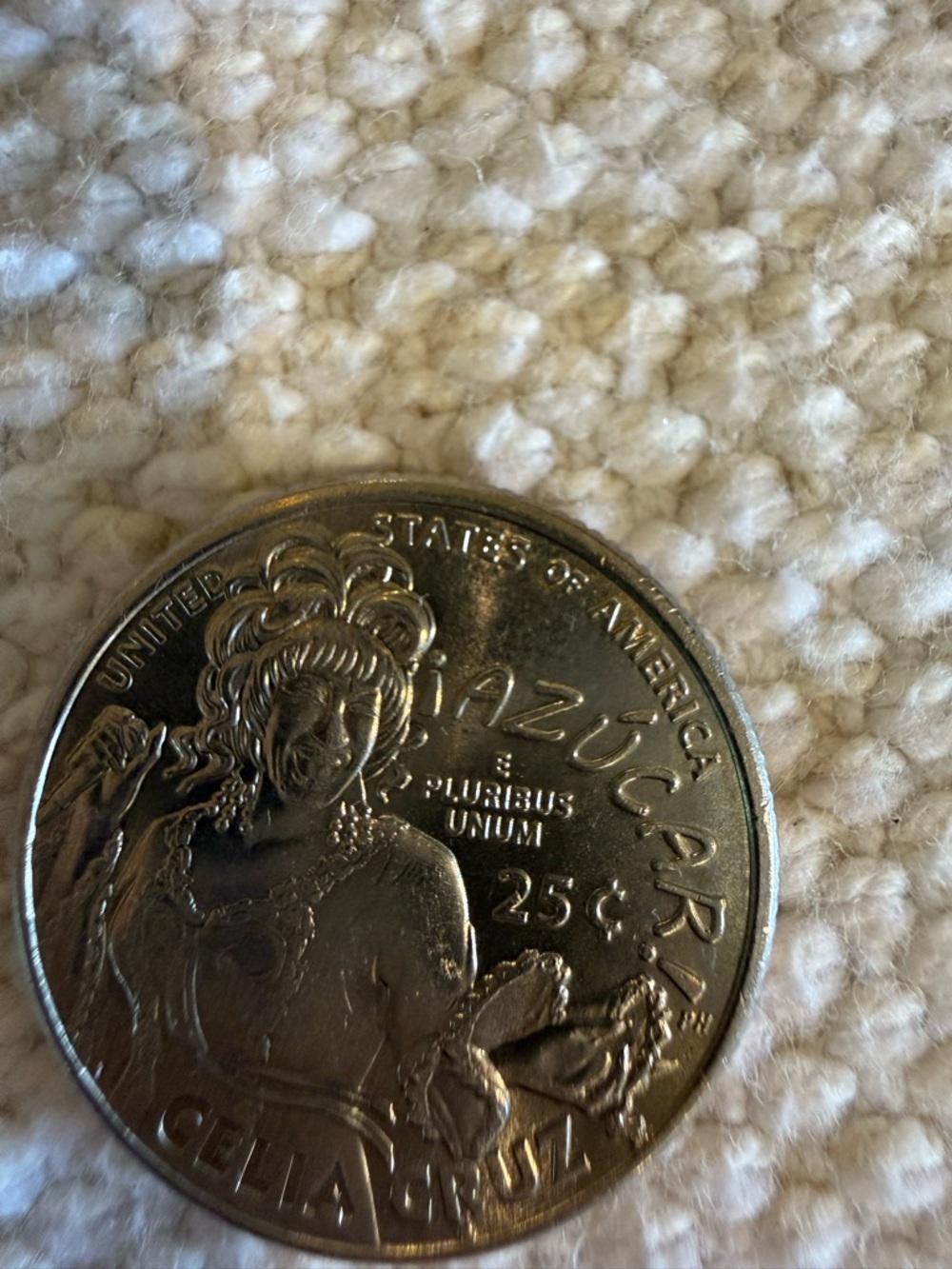 Celia Cruz US Quarter Coin - Silver Finish. Error: in COD we trust. Collectibles